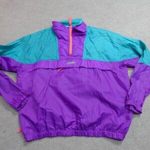 Vintage Columbia Jacket XL Purple 1/4 Zip Nylon Radial Sleeve Colorblock